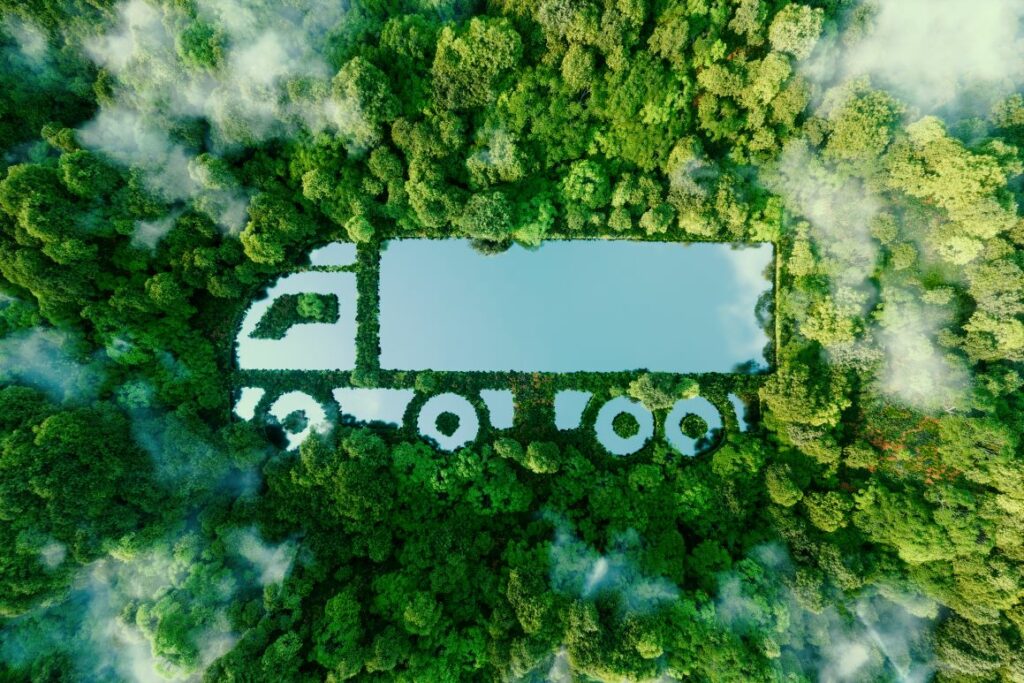 Illustration of truck in forest