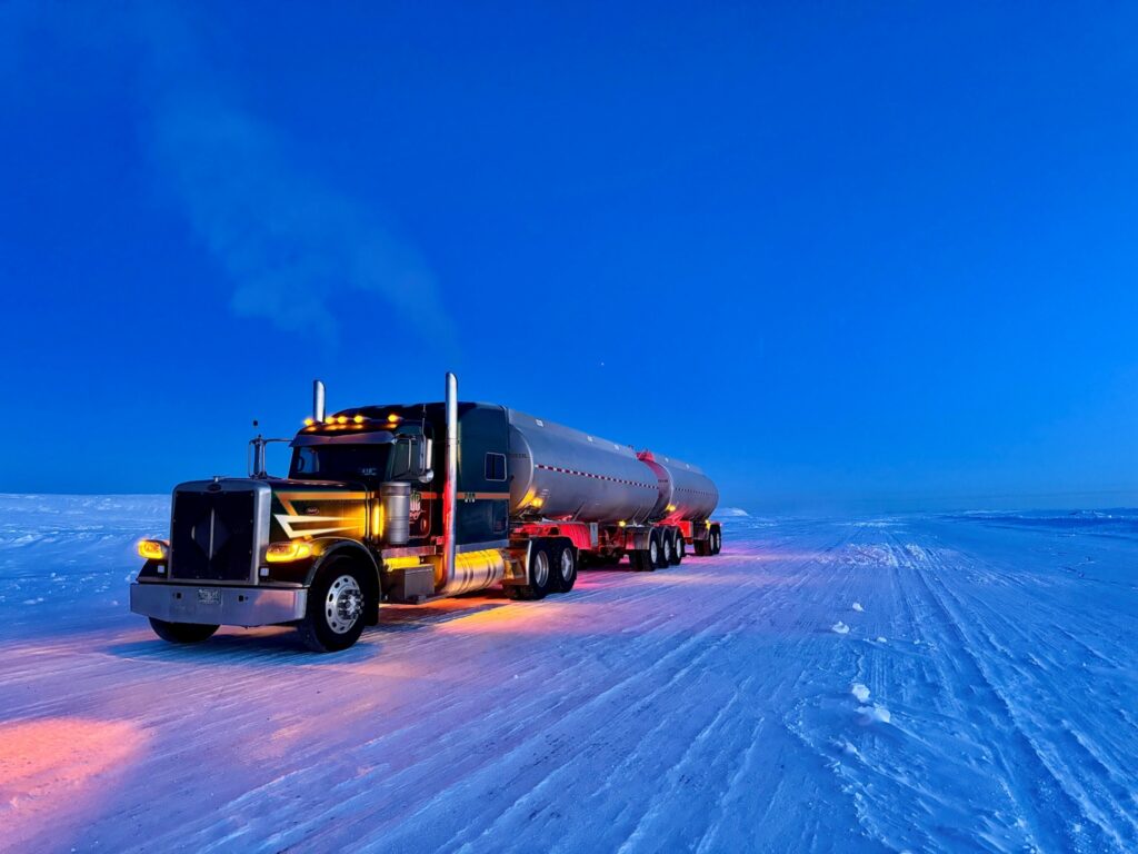 A Jade Transport truck on the ice roads