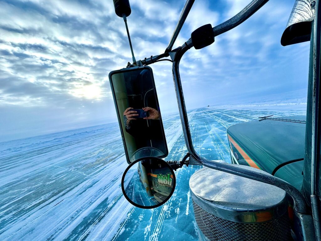 Truck on an ice road