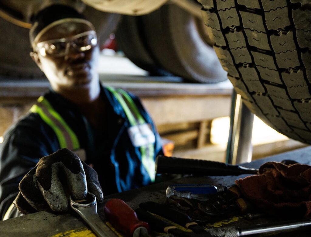 mechanic working on a truck