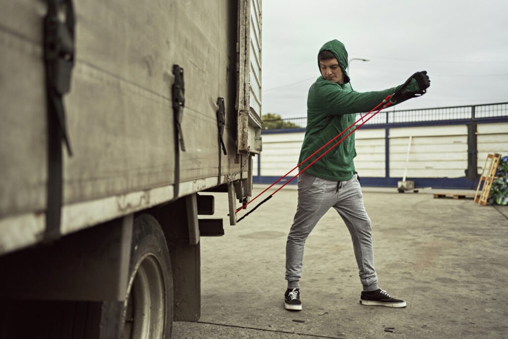 Truck driver exercising